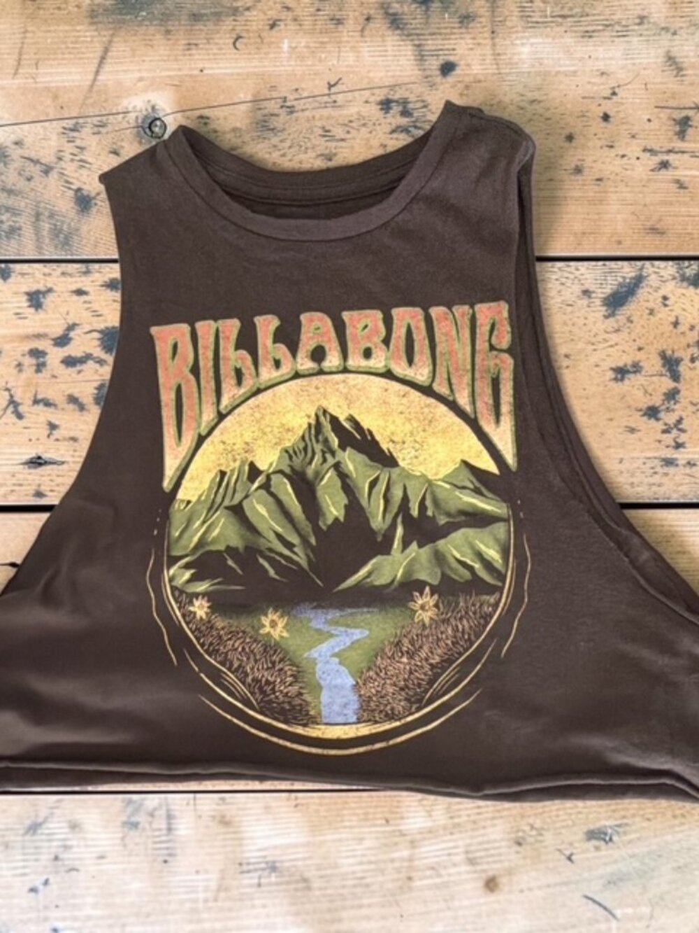 Billabong Graphic Crop Tank Brown Size S